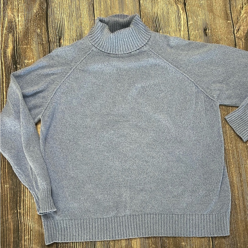 Karen Scott Light Blue 100% Cotton Turtleneck Sweater